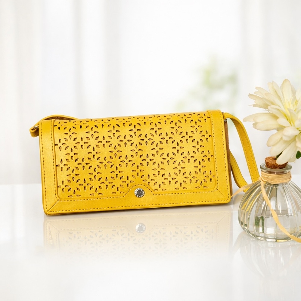 Danier Yellow Perforated Leather Crossbody Bag – New Without Tags